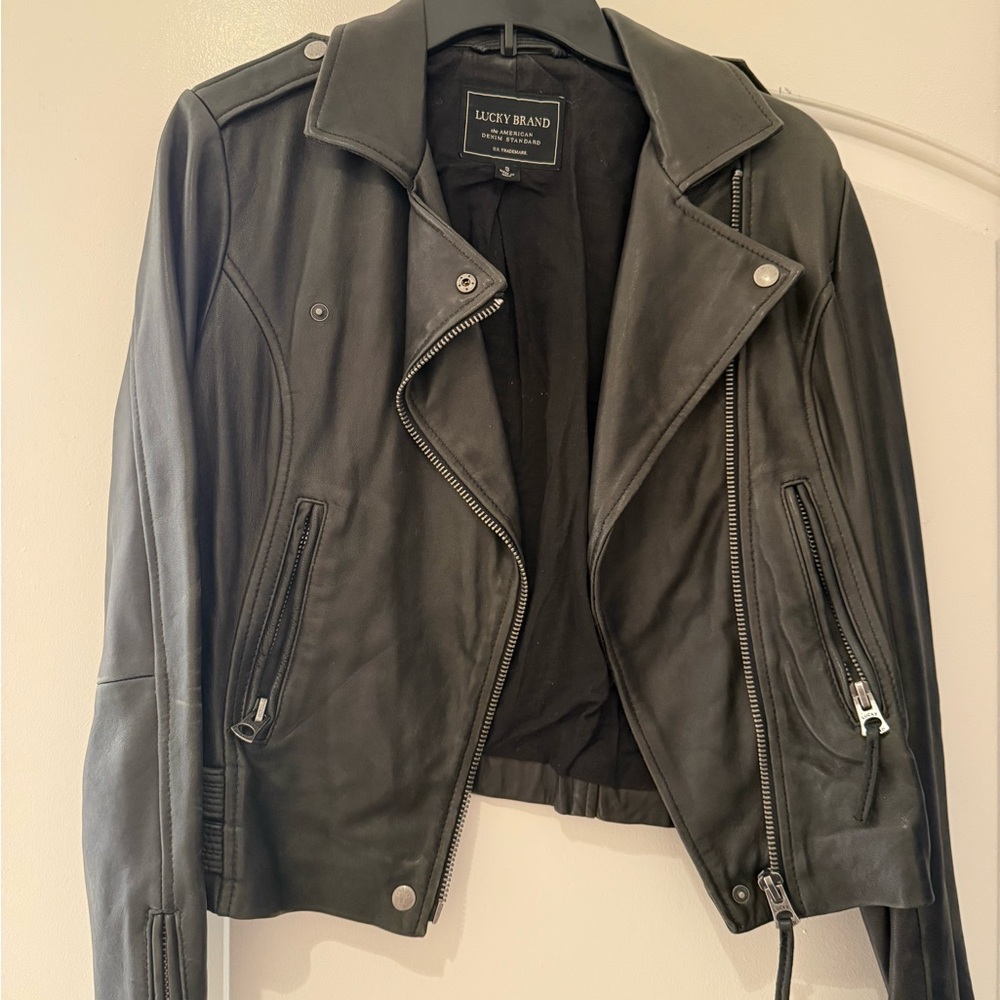 Lucky Brand Dark Leather Moto Jacket